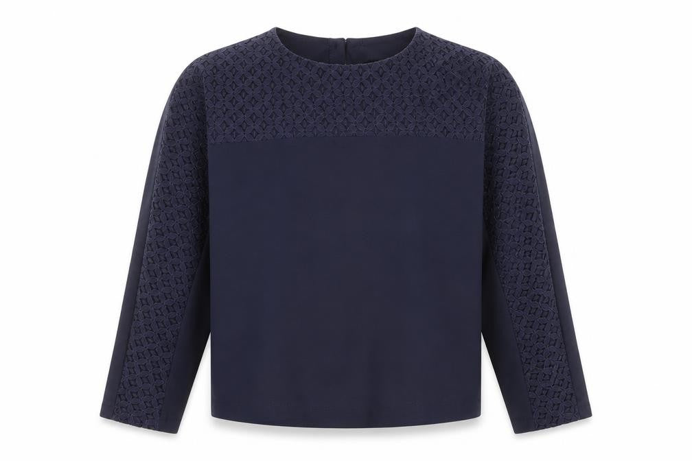 Front view of Marks & Spencer girls’ blue polyester basic casual, size 11-12, years crew neck button