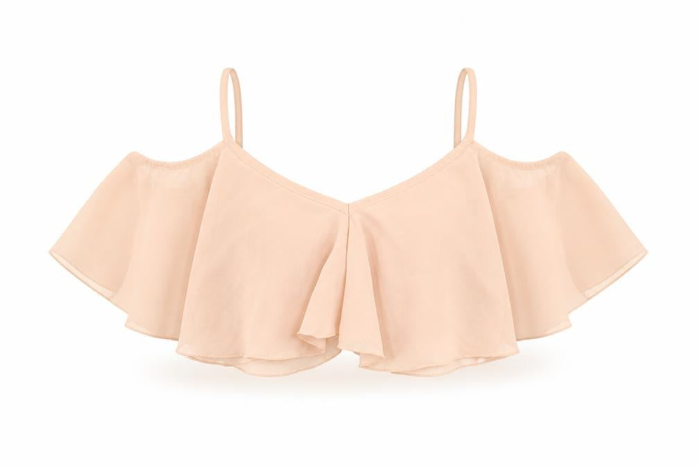Front view of Boohoo women’s pink polyester cropped tank, size UK 8, v-neck - cold shoulder