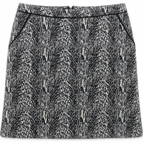 Wallis Womens Black Geometric Cotton A-Line Skirt Size 8 Zip
