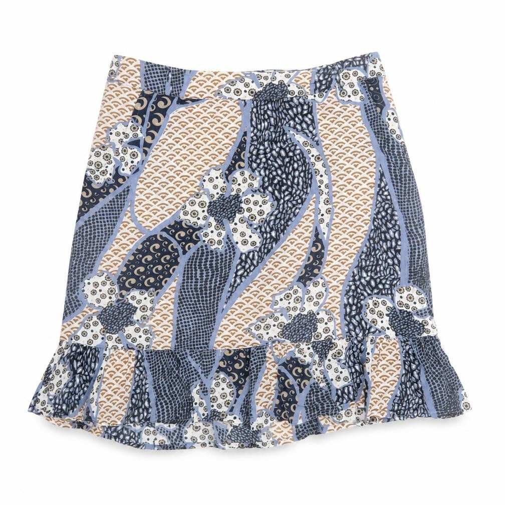 VERO MODA Womens Multicoloured Geometric Cotton Flare Skirt Size 38 Zip