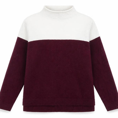 Marks and Spencer Womens Purple Mock Neck Viscose Pullover Jumper Size 10 - Colourblock