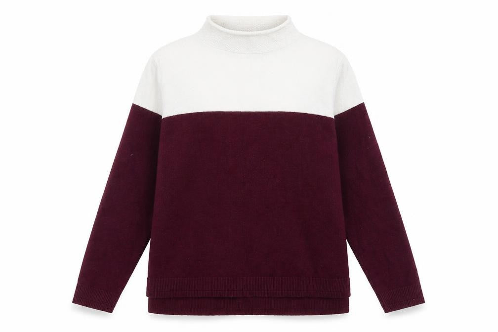 Marks and Spencer Womens Purple Mock Neck Viscose Pullover Jumper Size 10 - Colourblock