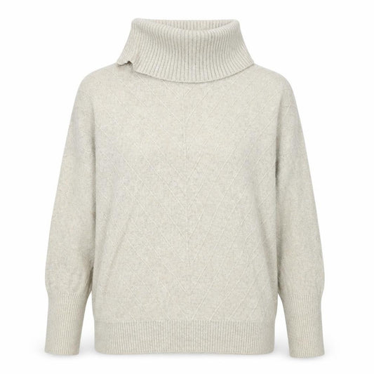 Front view of Principles women’s beige roll neck viscose jumper, size UK 12