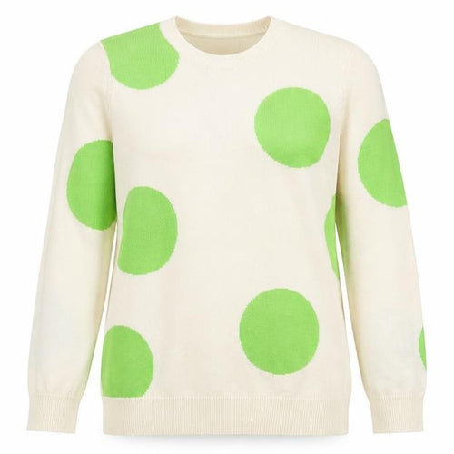 Marks and Spencer Womens Ivory Round Neck Polka Dot Acrylic Pullover Jumper Size 10