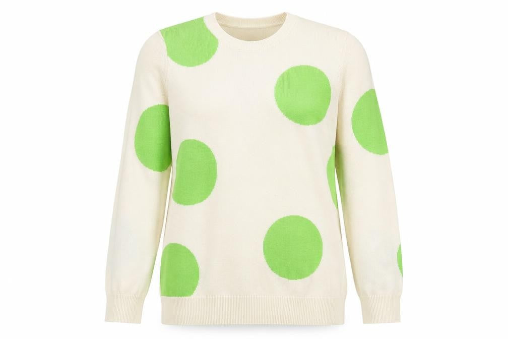 Marks and Spencer Womens Ivory Round Neck Polka Dot Acrylic Pullover Jumper Size 10