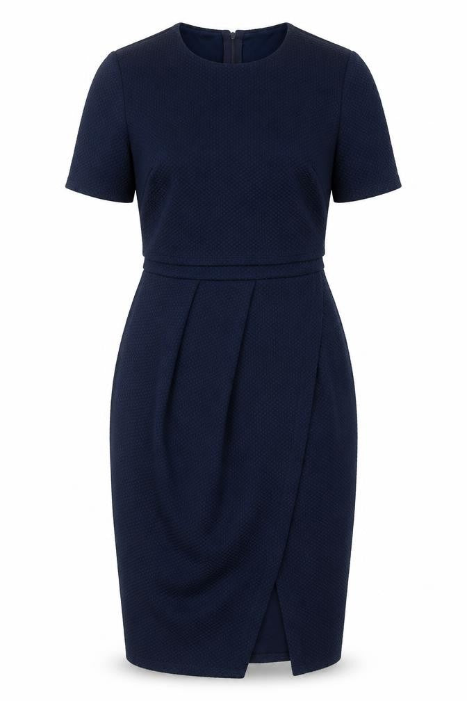 ASOS Womens Blue Polyester Pencil Dress Size 10 Round Neck Zip
