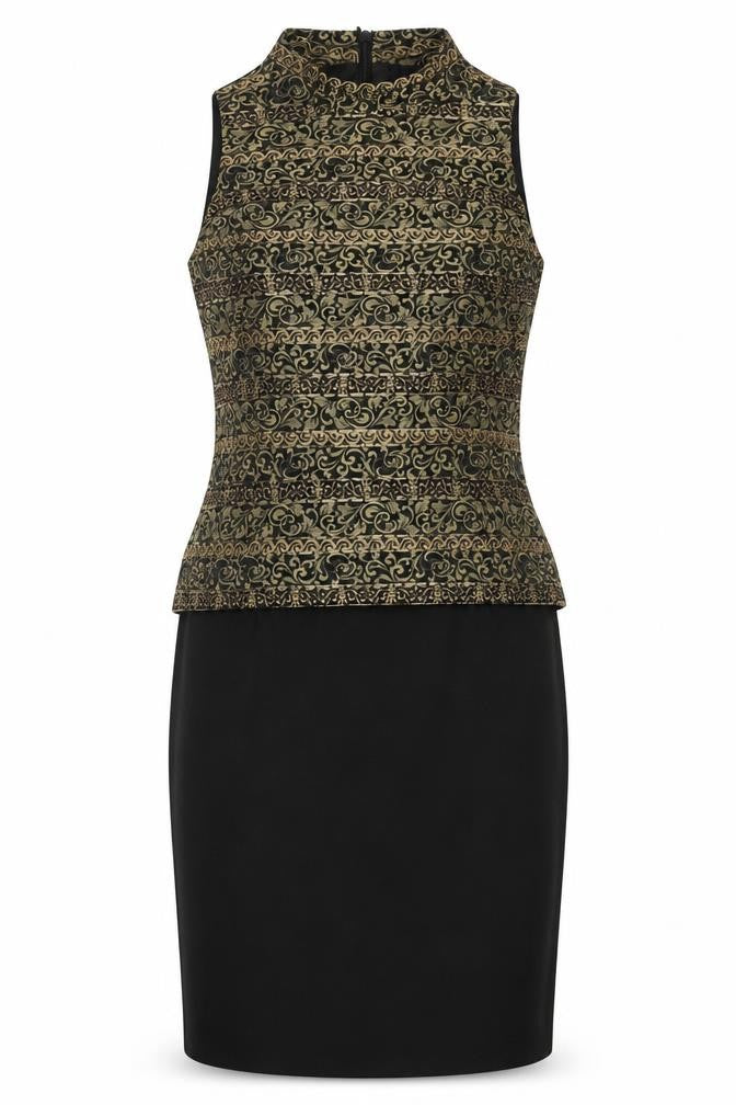 Front view of Jessica Howard women’s black polyester a-line, size UK 12, high neck zip