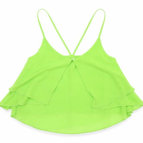 Vera&Lucy Womens Green Polyester Cropped Tank Size M Scoop Neck