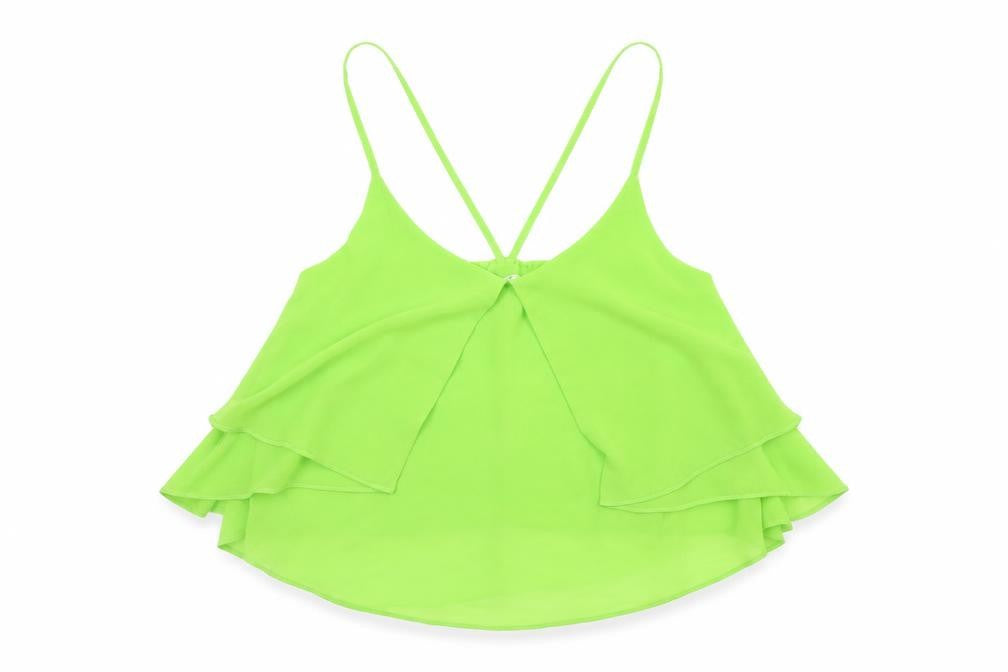 Vera&Lucy Womens Green Polyester Cropped Tank Size M Scoop Neck