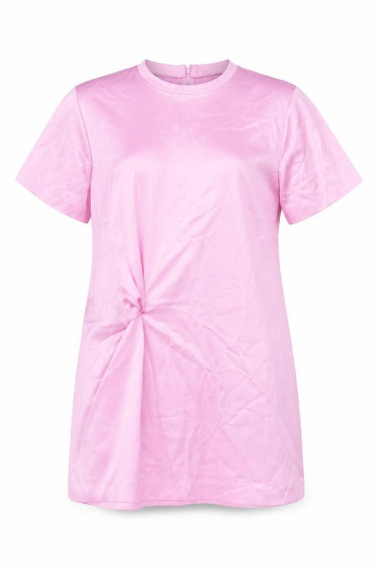 Front view of Zara women’s pink polyester a-line, size L, round neck zip