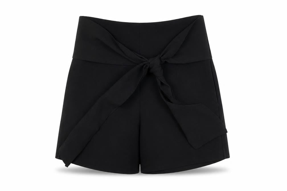 Topshop Womens Black Polyester Sailor Shorts Size 6 Regular Zip - 22 inch waist