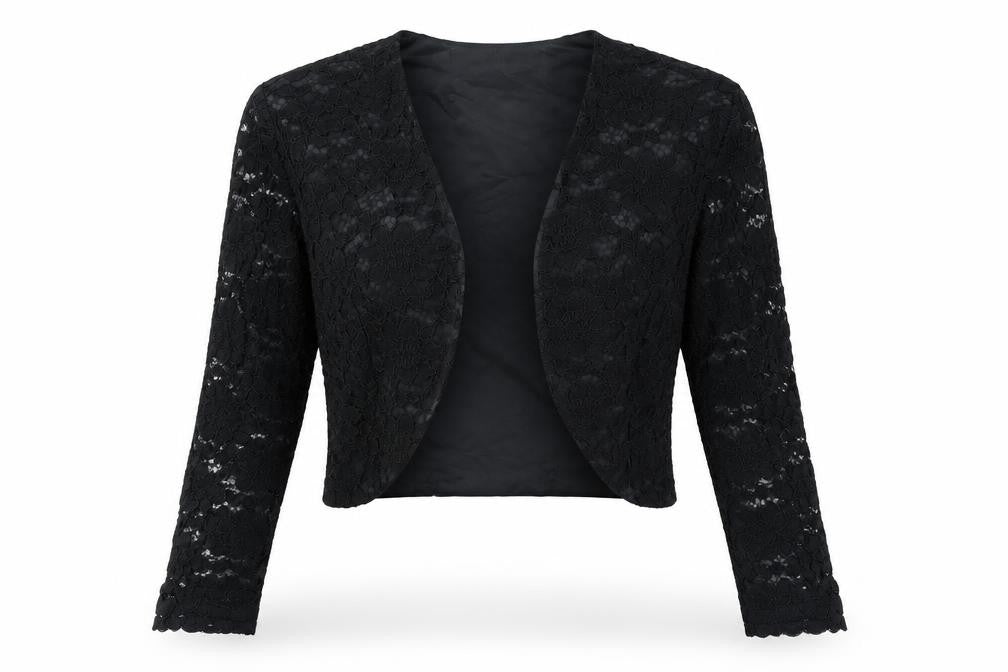 Front view of Debut women’s black vinyl jacket blazer, size UK 14, - padded shoulders