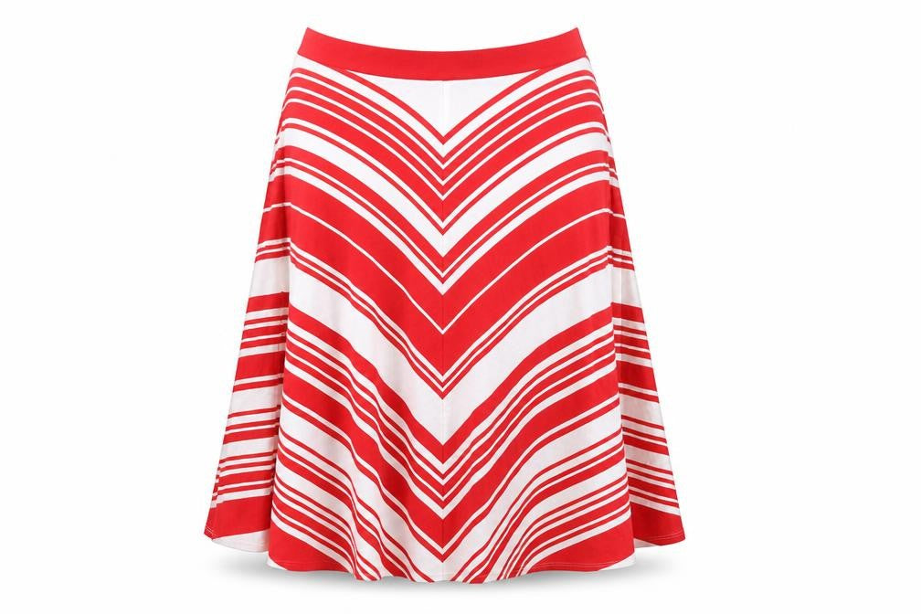 Linea Womens Red Striped Viscose A-Line Skirt Size 10