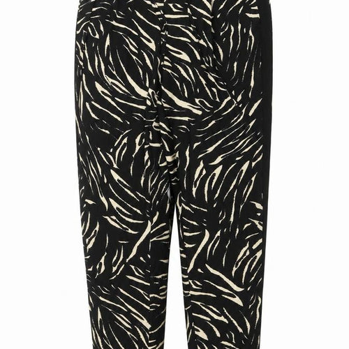 Marks and Spencer Womens Black Animal Print Polyester Trousers Size 10 L30 in Regular Drawstring - Zebra Print