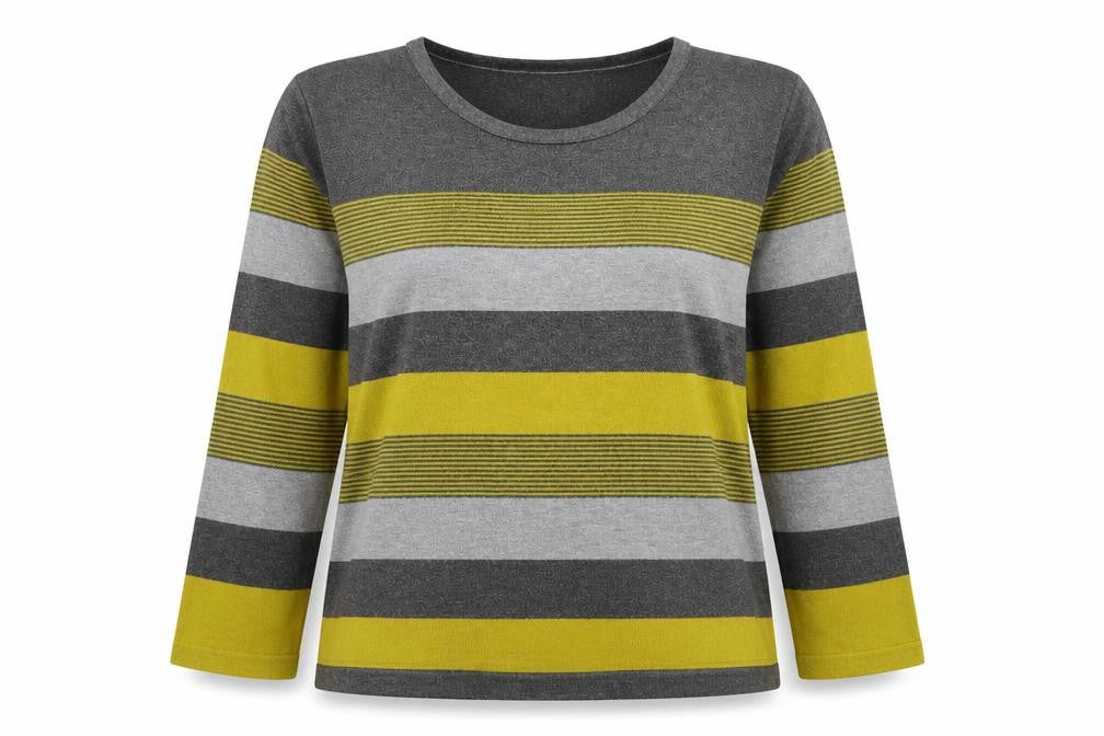 Front view of Chianri women’s multicoloured scoop neck striped viscose jumper, size L