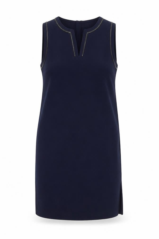 Marks and Spencer Womens Blue Polyester Tank Dress Size 12 V-Neck Zip