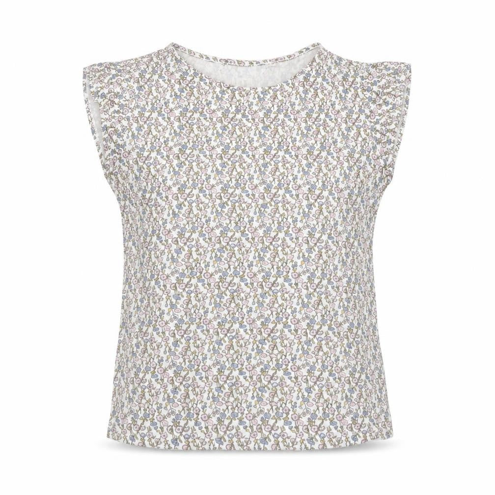 Front view of Tu women’s white floral polyester basic t-shirt, size S, round neck