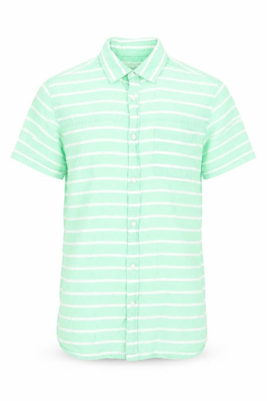 Cedar Wood State Mens Green Striped Cotton Button-Up Size XS Collared Button