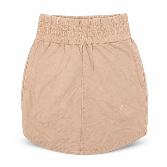 Front view of ASOS women’s brown cotton a-line skirt, size UK 8