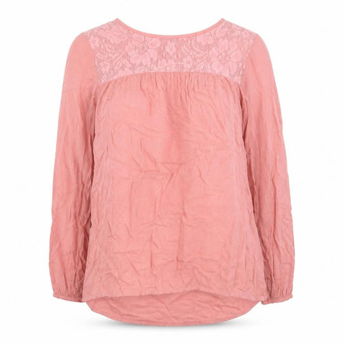 F&F Womens Pink Viscose Basic Blouse Size 10 Crew Neck - Lace Detail