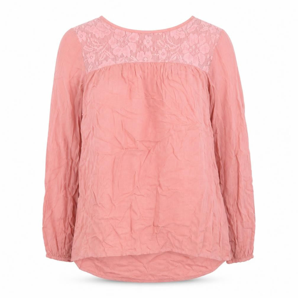 F&F Womens Pink Viscose Basic Blouse Size 10 Crew Neck - Lace Detail