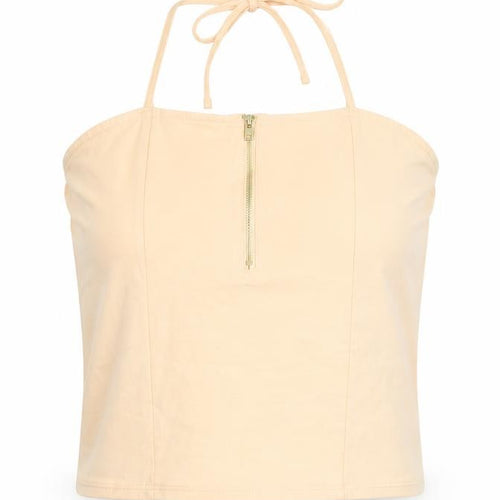 Kimchi Blue Womens Beige Cotton Cropped Tank Size M Halter