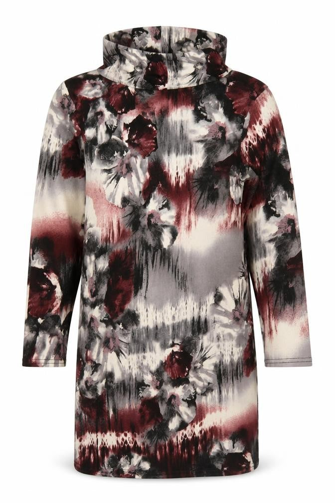 Front view of CMD women’s multicoloured geometric polyester pullover sweatshirt, size UK 10, pullover