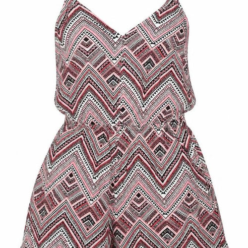 Divided by H&M Womens Pink Geometric Viscose Playsuit One-Piece Size 8 L3 in Pullover