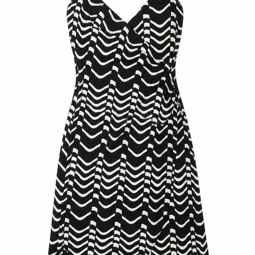 Zack Womens Black Geometric Polyester Tank Dress Size 10 V-Neck Zip