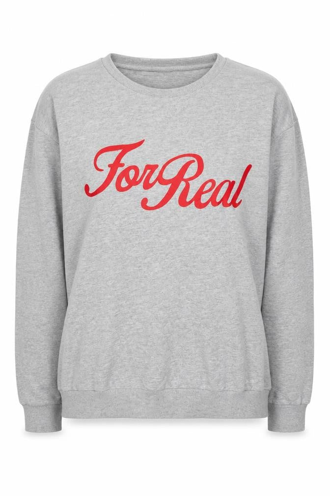 Front view of Divided by H&M women’s grey cotton pullover sweatshirt, size M, pullover - for real