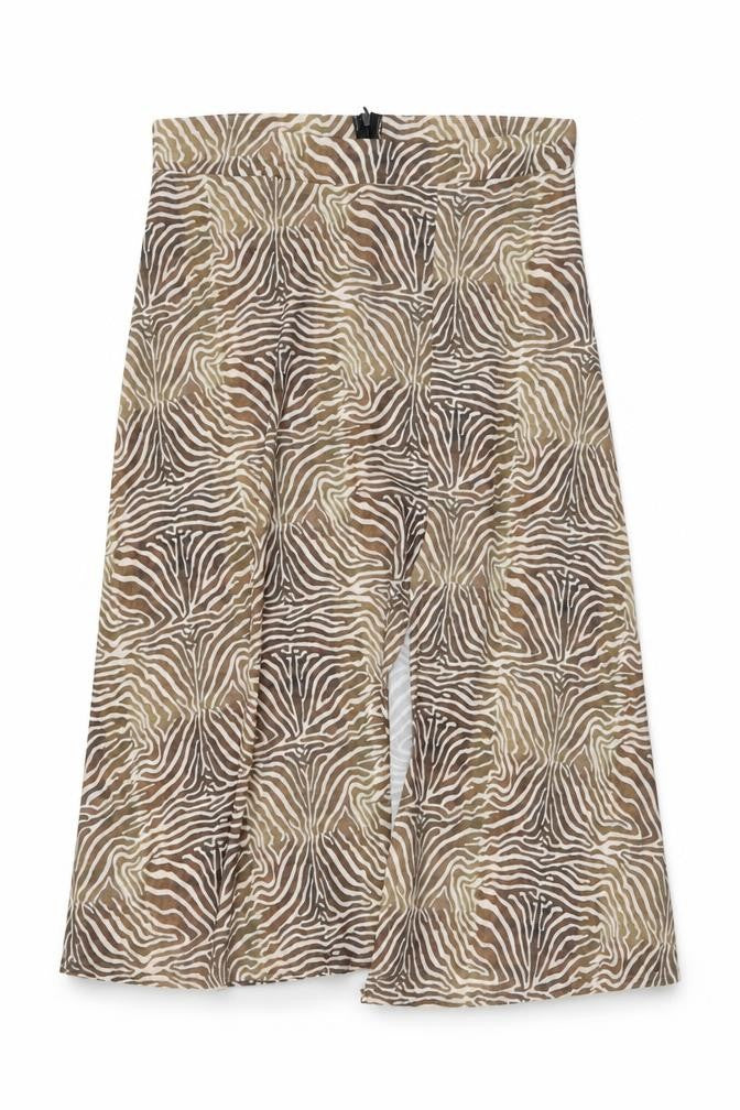 PRETTYLITTLETHING Womens Brown Animal Print Polyester A-Line Skirt Size 14 Zip - Zebra Pattern