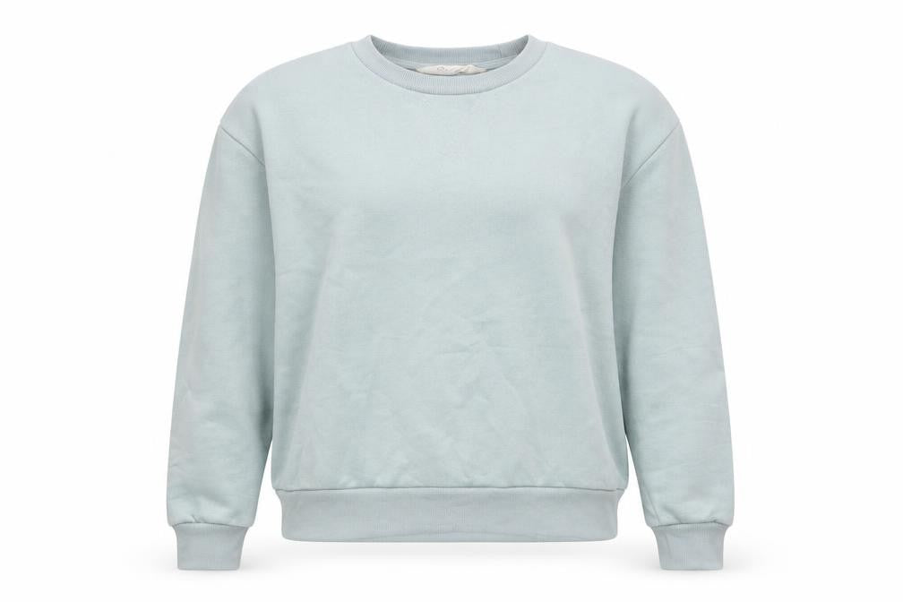 Front view of Primark women’s green cotton pullover sweatshirt, size UK 4, pullover