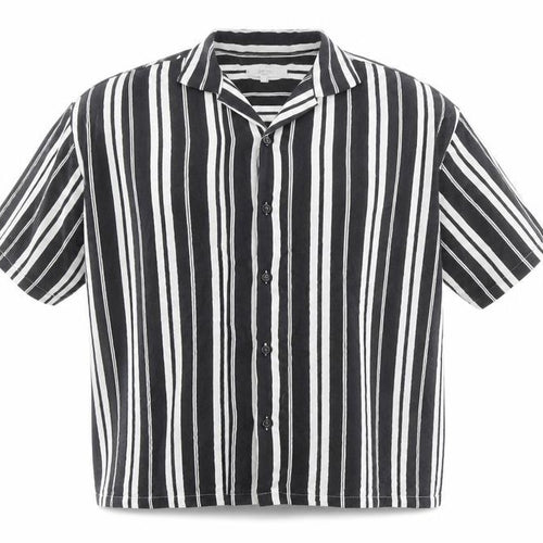 Loom Mens Multicoloured Striped Viscose Button-Up Size M Collared Button