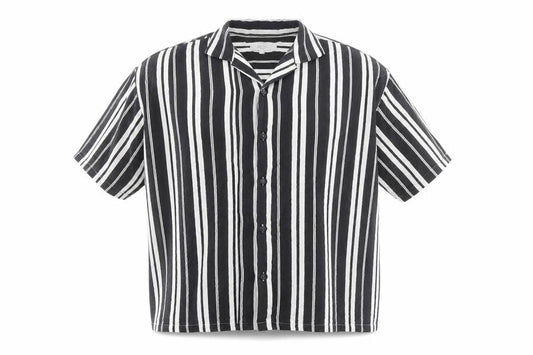 Loom Mens Multicoloured Striped Viscose Button-Up Size M Collared Button