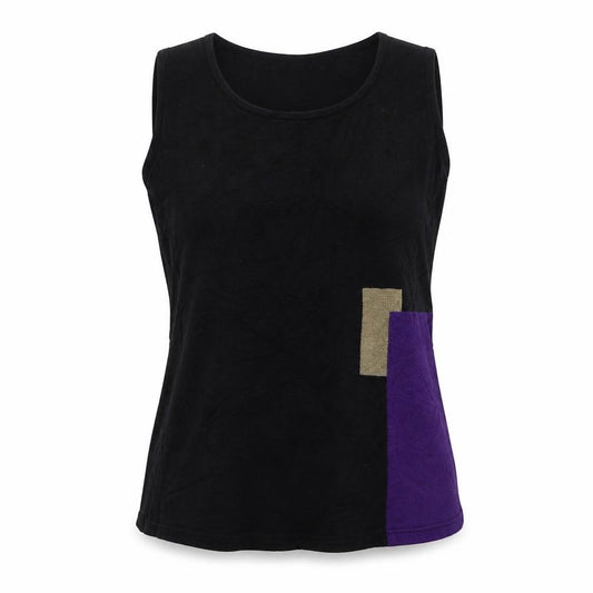 Front view of Dorothy Perkins women’s multicoloured colourblock acrylic basic tank, size UK 12, round neck