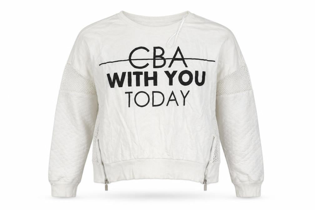Front view of Select women’s white polyester pullover sweatshirt, size UK 12, pullover - cba with you