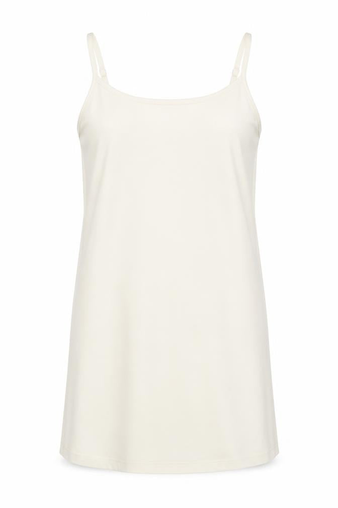 Front view of Atmosphere women’s white polyester basic tank, size UK 6, off the shoulder
