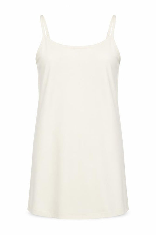 Front view of Atmosphere women’s white polyester basic tank, size UK 6, off the shoulder