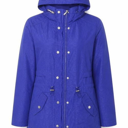 M&Co Womens Blue Floral Rain Coat Coat Size 10 Zip