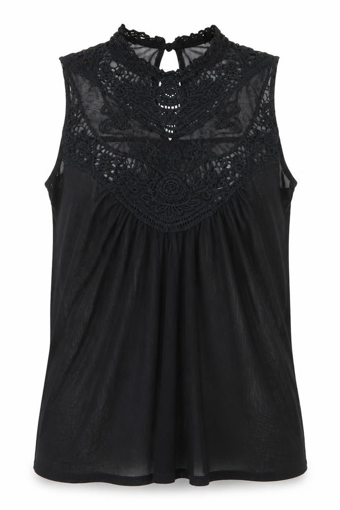 Front view of Atmosphere women’s black polyester basic blouse, size UK 10, round neck