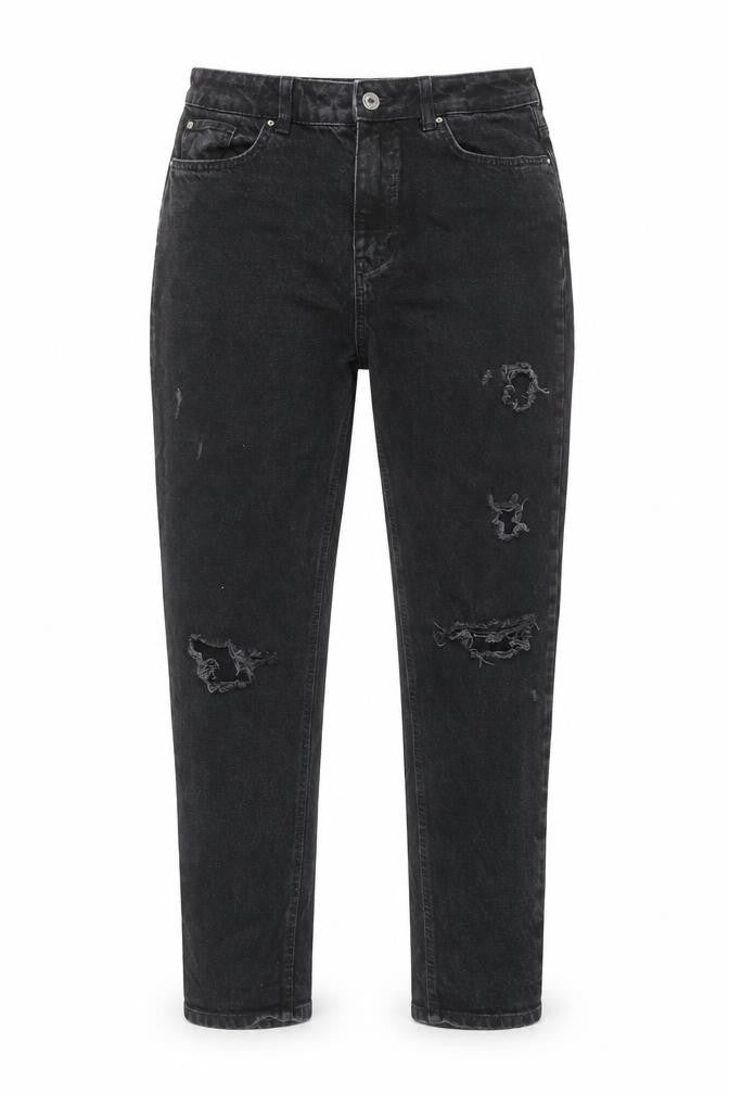 Denim & Co. Womens Black Cotton Tapered Jeans Size 10 L29 in Regular Button