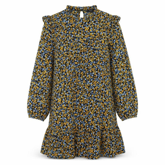 Front view of New Look women’s multicoloured floral polyester a-line, size UK 8, mock neck button