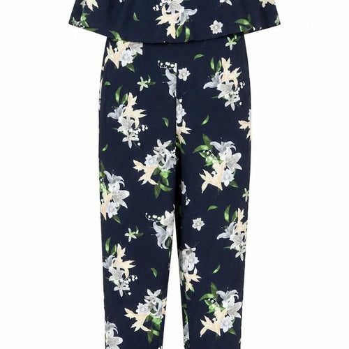 Missguided Womens Blue Floral Polyester Jumpsuit One-Piece Size S L29 in Zip