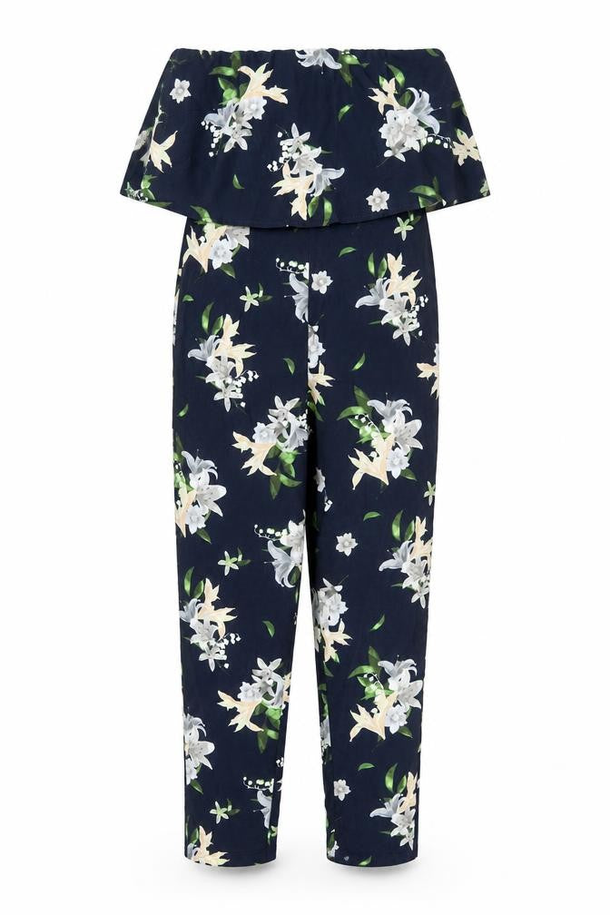 Missguided Womens Blue Floral Polyester Jumpsuit One-Piece Size S L29 in Zip