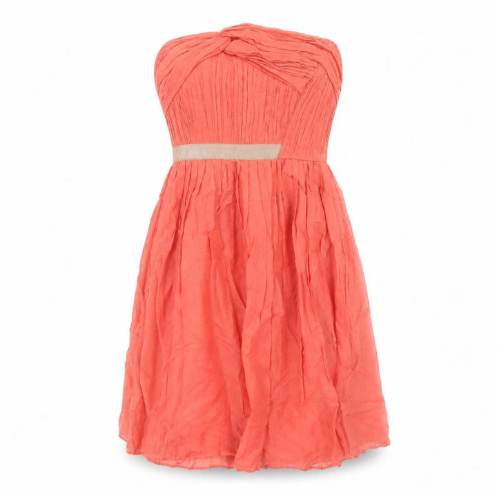 Mango Womens Pink Viscose Fit & Flare Size M Square Neck Zip - Bandeau Dress