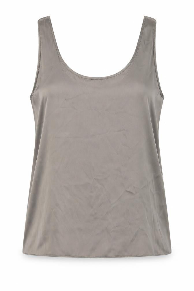 Front view of Zara women’s brown polyester camisole tank, size L, scoop neck