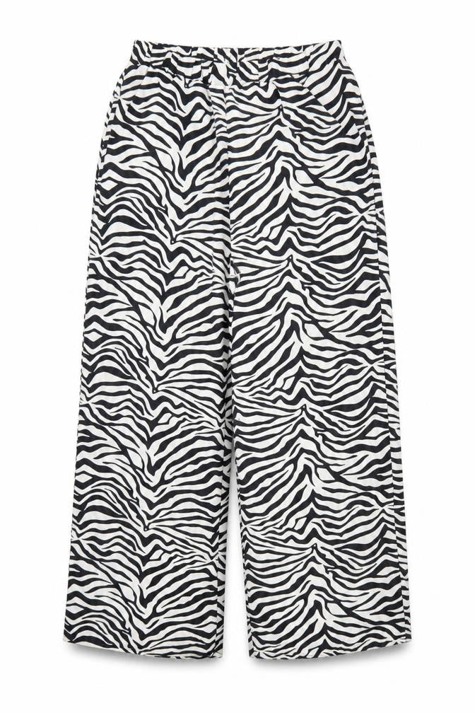 Front view of Loungeable women’s multicoloured polyester jogger trousers, size UK 10, 29-inch leg regular - zebra print