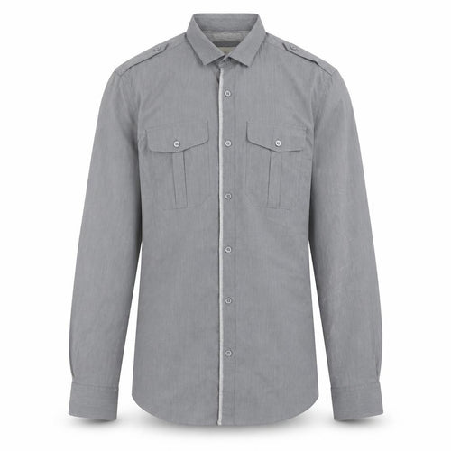 River Island Mens Grey Cotton Button-Up Size S Collared Button