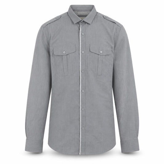 River Island Mens Grey Cotton Button-Up Size S Collared Button