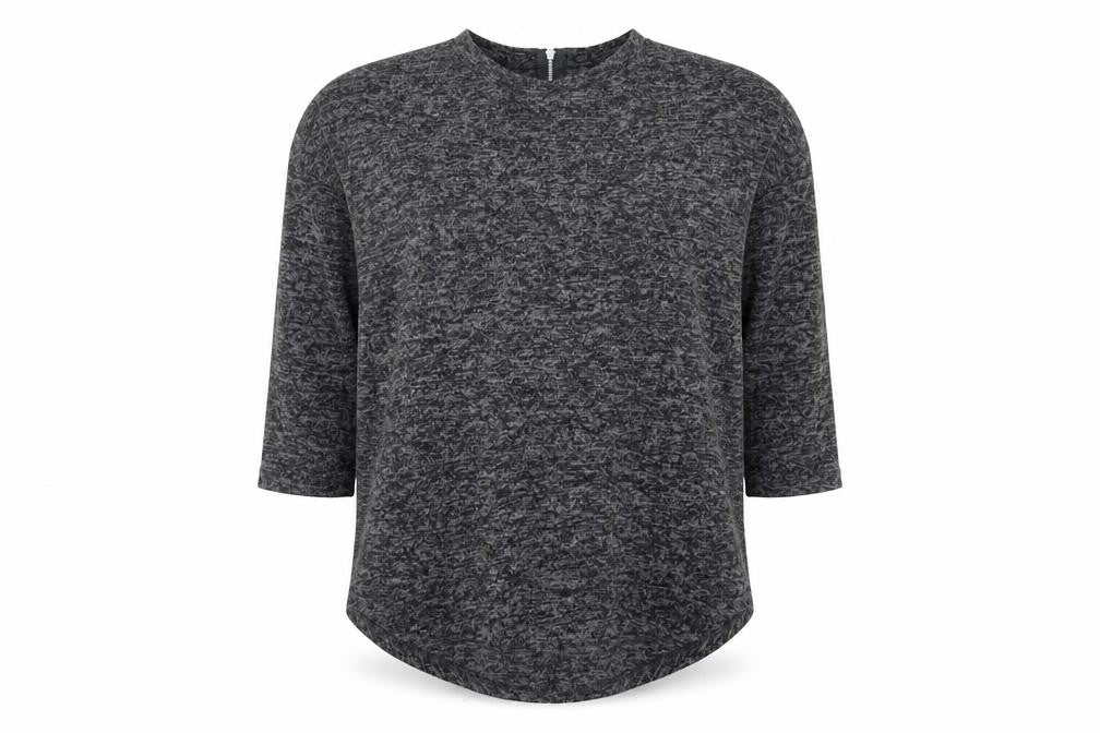 Front view of Primark women’s grey round neck polyester jumper, size XS, - uk, size UK 6-8